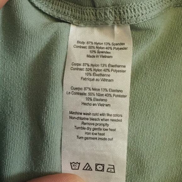 ALO Two Toned Grey Green Ribbed Workout Goddess Leggings Size S Yoga Training - Picture 7 of 11